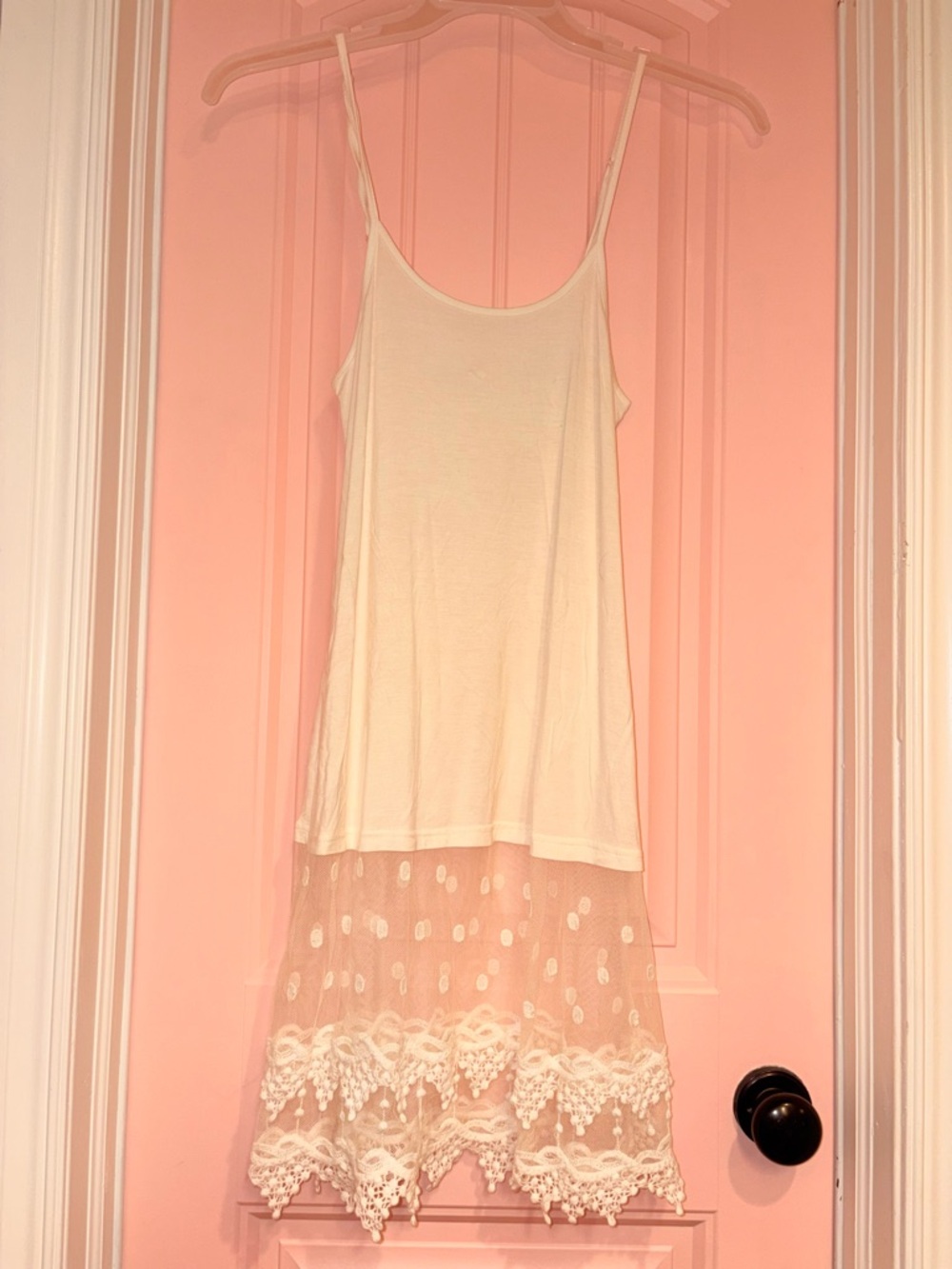 Women's Cream Lace-Trim Slip Dress